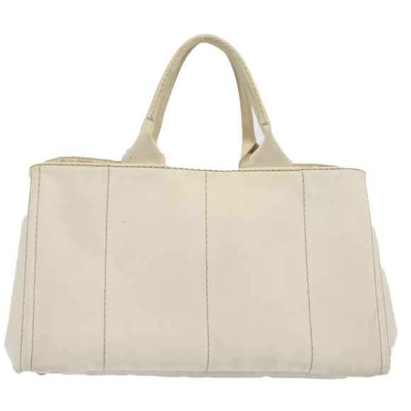 PRADA Canapa MM Hand Bag Canvas White Auth bs8562 - Picture 2 of 16